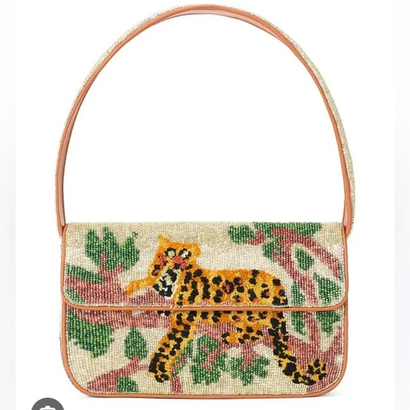 NWT STAUD Tommy Beaded Bag, Jungle Leopard - Picture 1 of 16